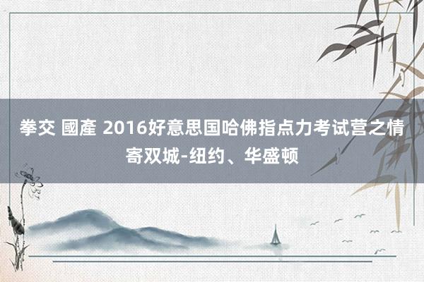 拳交 國產 2016好意思国哈佛指点力考试营之情寄双城-纽约、华盛顿